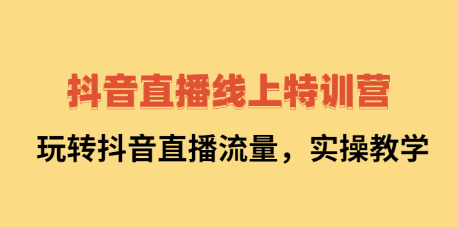 抖音直播线上特训营：玩转抖音直播流量，实操教学KK创富圈-网创项目资源站-副业项目-创业项目-搞钱项目KK创富圈