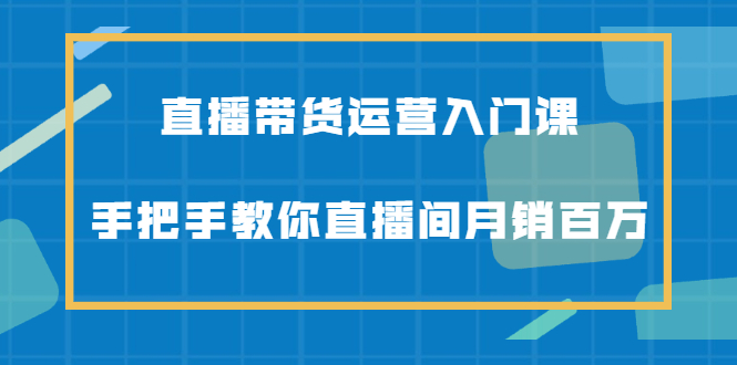 直播带货运营入门课，手把手教你直播间月销百万KK创富圈-网创项目资源站-副业项目-创业项目-搞钱项目KK创富圈
