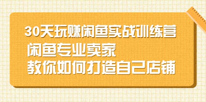 30天玩赚闲鱼实战训练营，闲鱼专业卖家教你如何打造自己店铺KK创富圈-网创项目资源站-副业项目-创业项目-搞钱项目KK创富圈