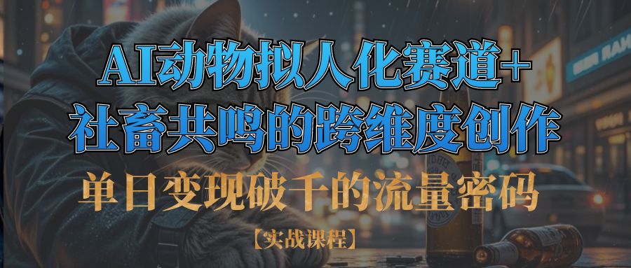 单日变现破千的流量密码,AI动物拟人化赛道+社畜共鸣的跨维度创作KK创富圈-网创项目资源站-副业项目-创业项目-搞钱项目KK创富圈