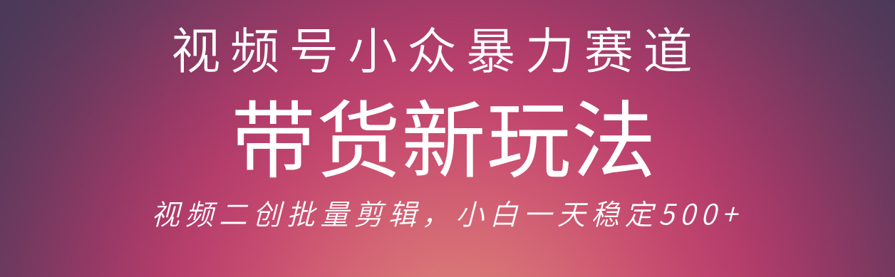视频号小众暴力赛道，最新带货玩法 小白也能轻松日入500+ 保姆及教程KK创富圈-网创项目资源站-副业项目-创业项目-搞钱项目KK创富圈