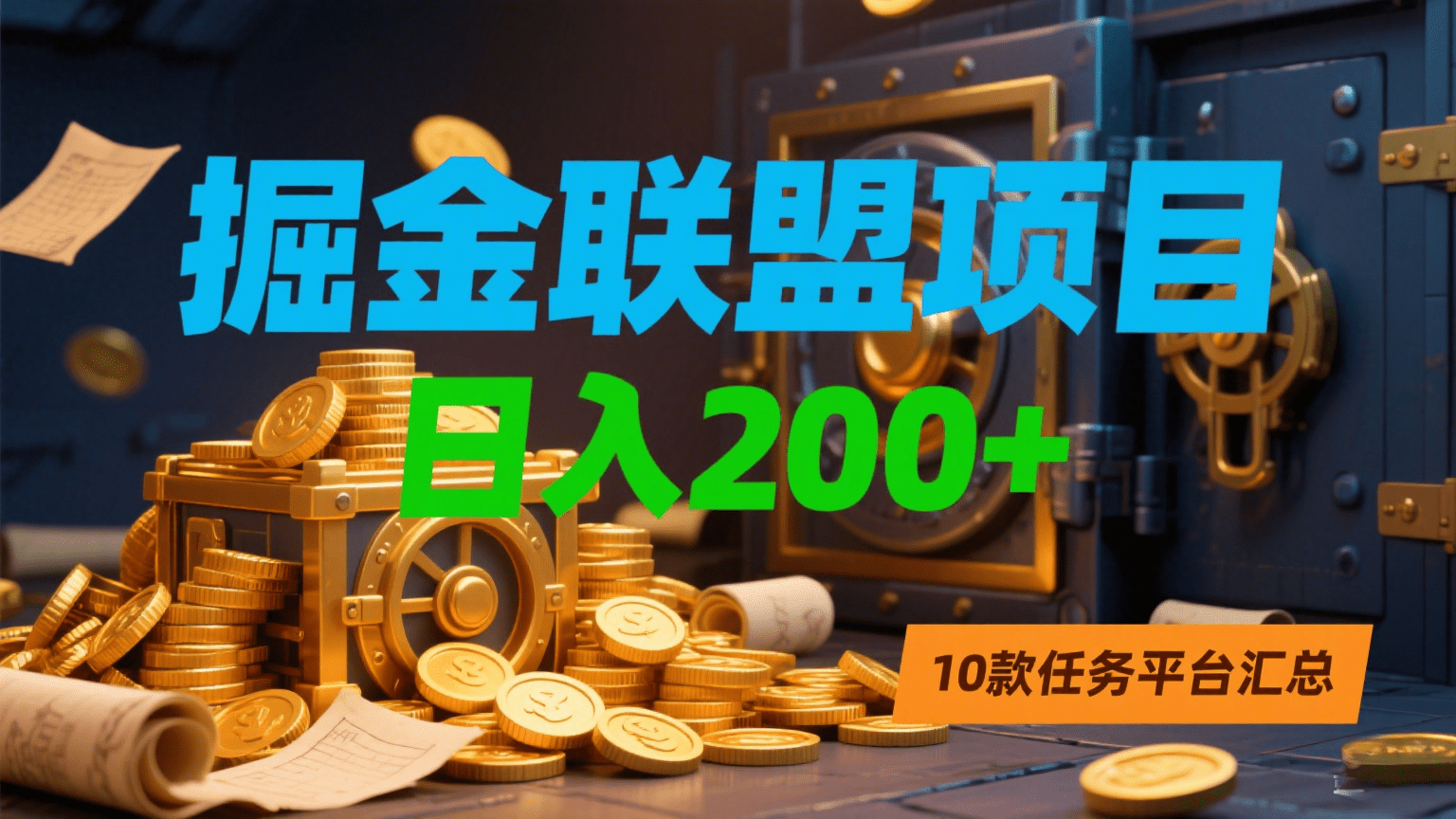掘金联盟项目，日入200+，10款任务平台汇总KK创富圈-网创项目资源站-副业项目-创业项目-搞钱项目KK创富圈